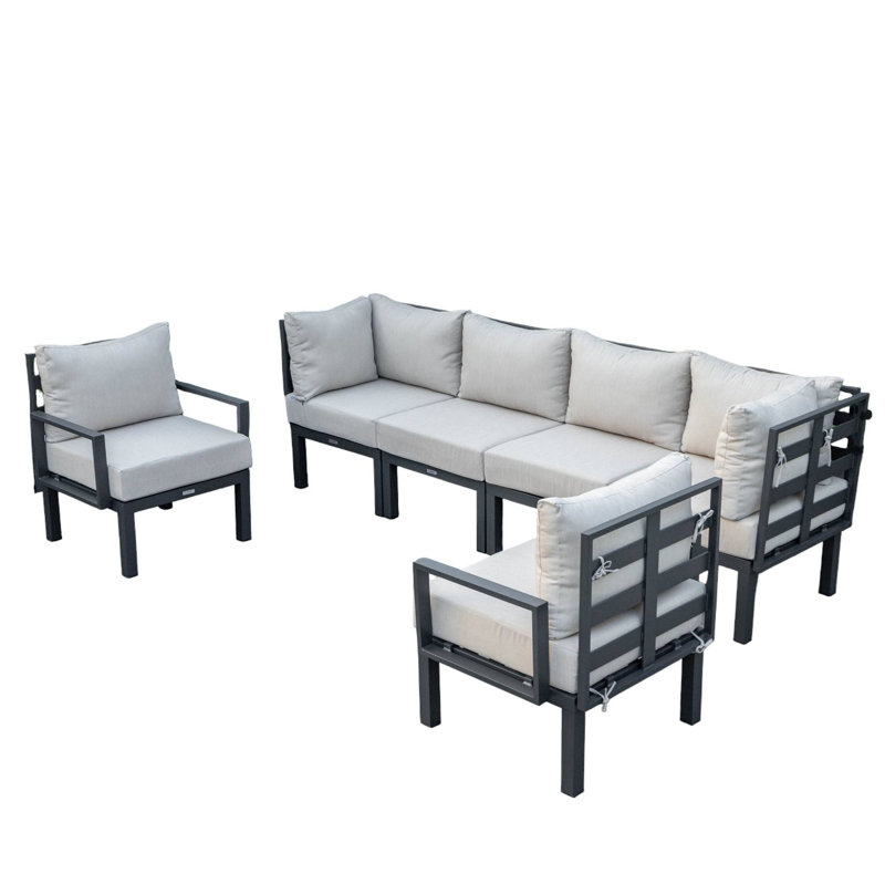 Ensemble de conversation modulaire avec coussins amovibles 6 pièces Chelsea, Beige