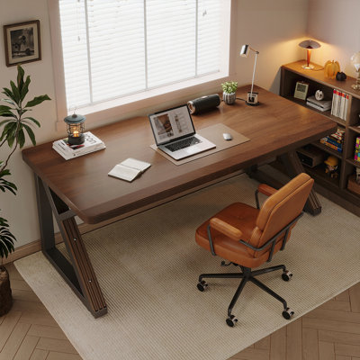Solid Wood Extra Long Desk,Two Person Double Desk for Home Office, Wooden Long Computer Desk,Writing Table for Office