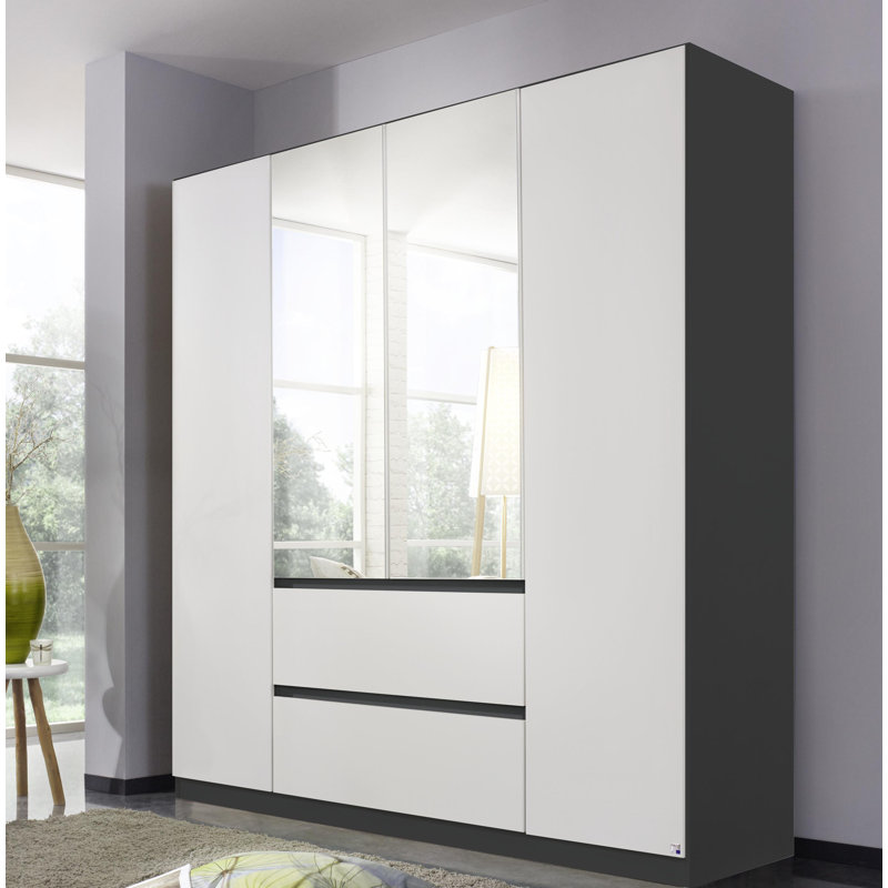 Arkoma 4 Door Wardrobe, Alpine White/Metallic Grey