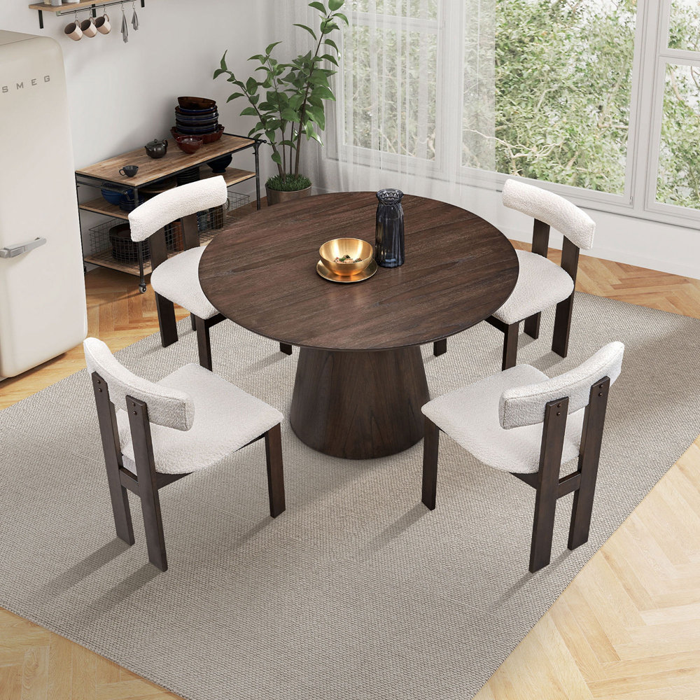 Hokku Designs 5-Piece Wooden Dining Table Set,Round Kitchen Table and ...