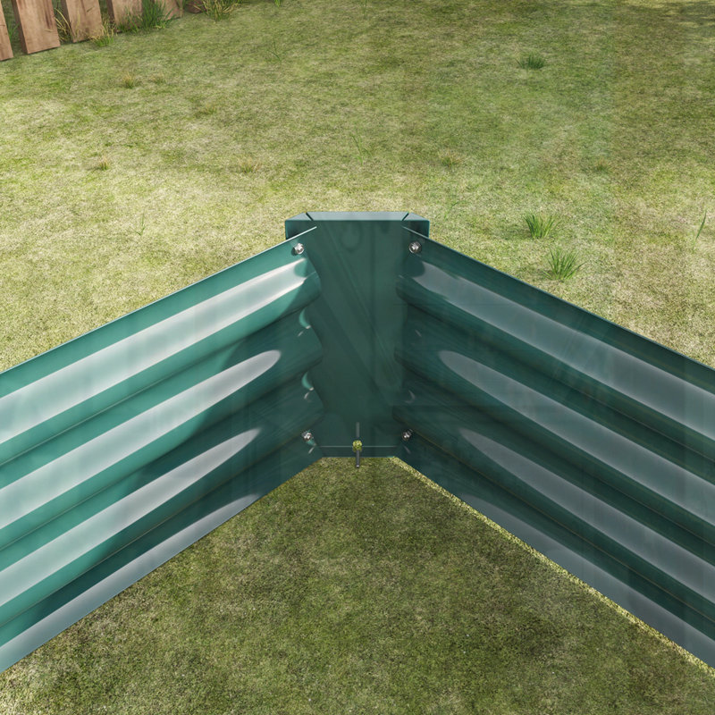 Metal Raised Bed Garden Flower Planters, 11.81" H x 91.34" W x 44.69" D, Green