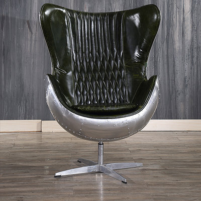 Faux Leather Swivel Wingback Chair