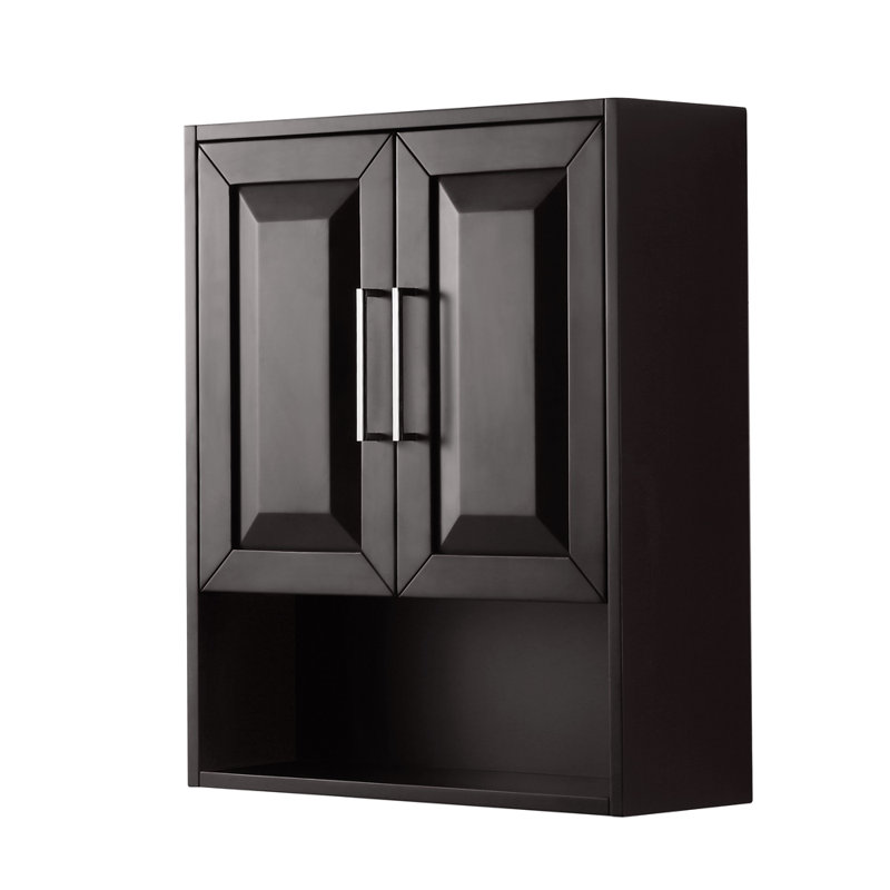 Armoire de salle de bain murale l 25 po x H 30 po x P 9 po Daria, Espresso foncé / chrome
