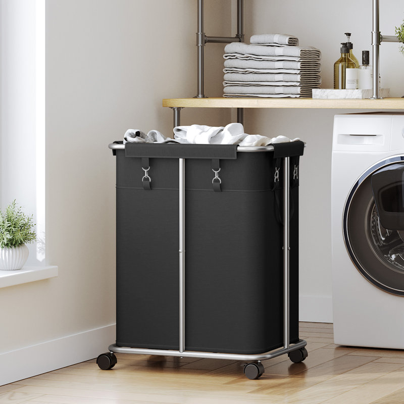 170L(45 Gal) Laundry Hamper With Wheels, Black