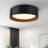 Acrylic 13'' Drum 3-CCT Dimmable LED Black with Wood Grain Finish Flush Mount Ceiling Light-2124081402