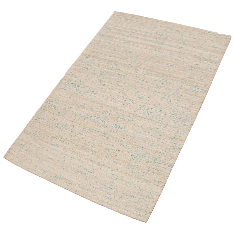Tapis ivoire / bleu tissé à plat à la main Stempley