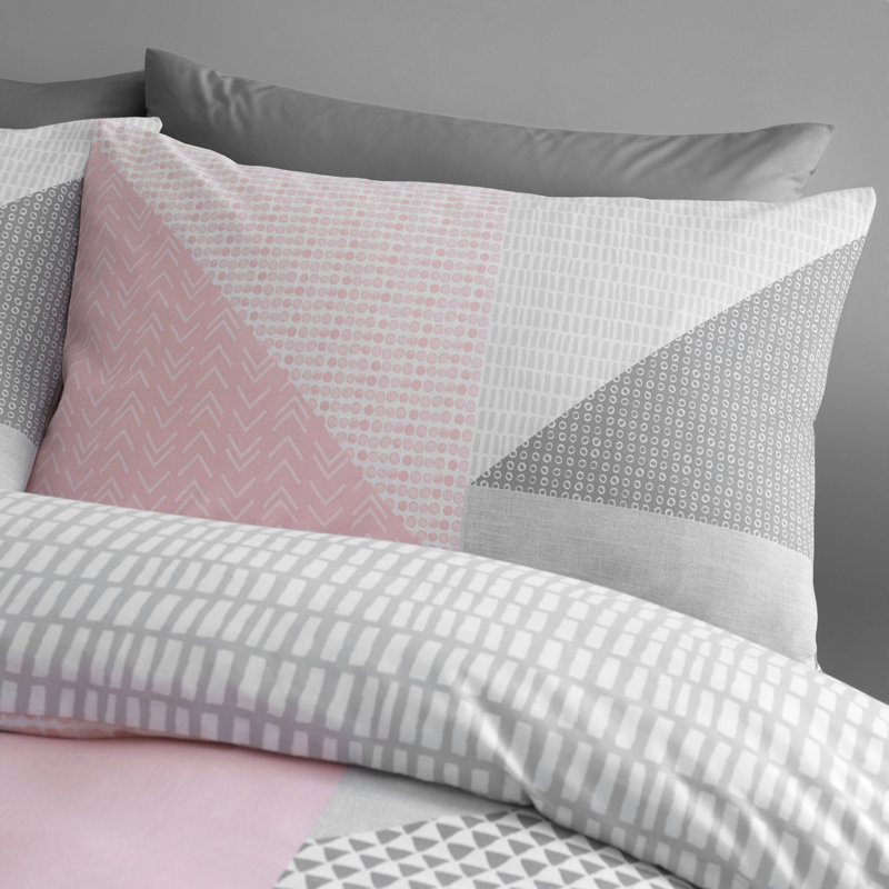 Larsson Geo Duvet Cover Set, Pink, Double Duvet Cover + 2 Standard Pillowcases