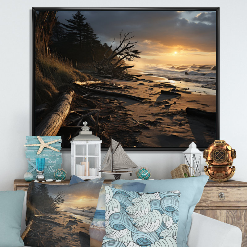 Amanoa Beachside Harmony sur toile, H 12 po x l 20 po x P 1 po, Cadre flottant noir