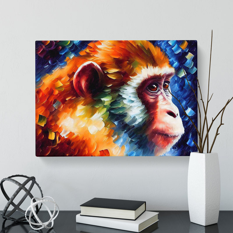 Monkey Painting Abstract - Wrapped Canvas, 35cm H x 50cm W x 3cm D
