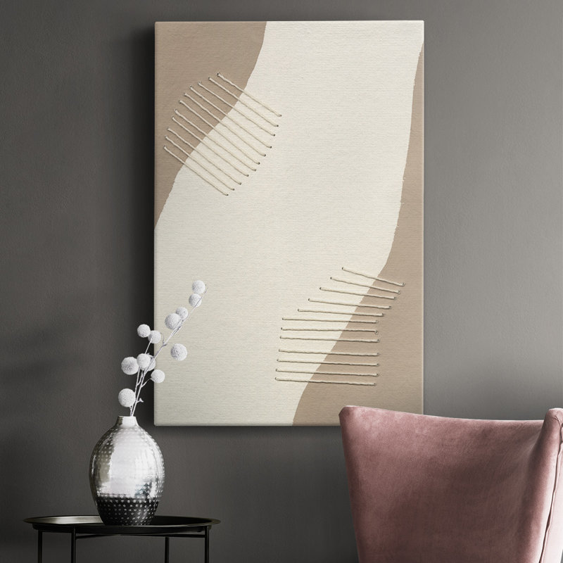 Neutral Stitches II - Wrapped Canvas Painting, 18" H x 12" W x 1" D