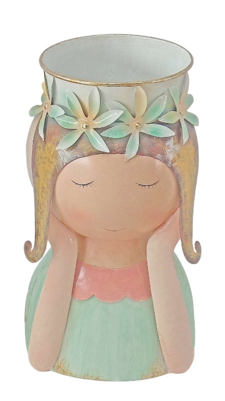 Pot de fleurs en métal, Fille