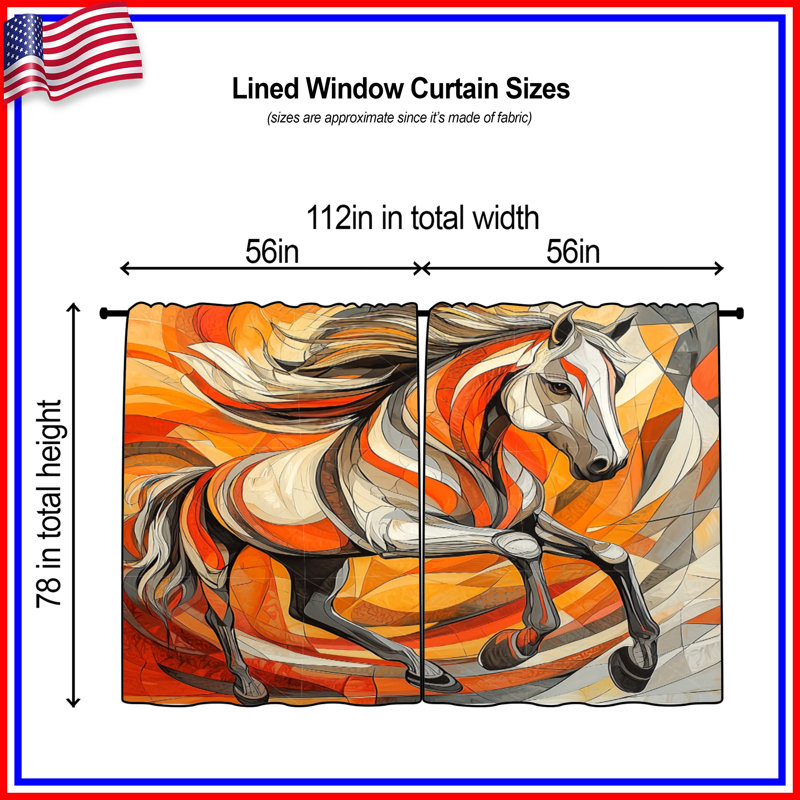 Rideaux de fenêtre à motif animalier - 2 panneaux, L 80 po x L 61 po
