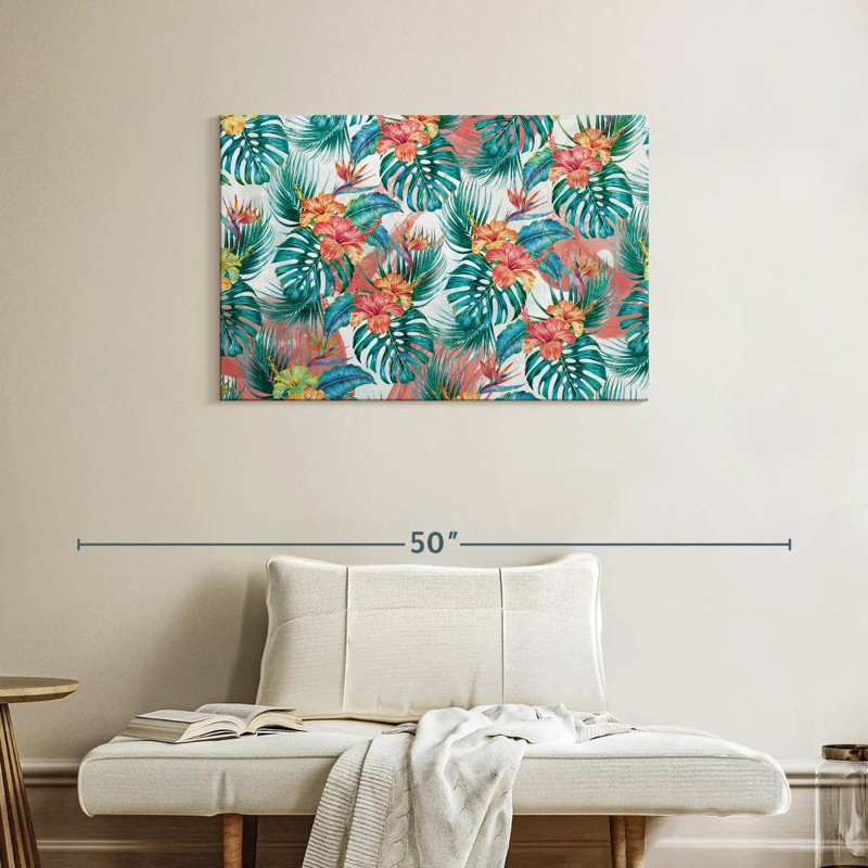 Feuillage tropical et fleurs Kerner, H 24 po x l 36 po