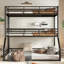 Twin Over Twin Over Full Bunk Bed, Metal Triple Bunk Bed With Safety Guardrails
