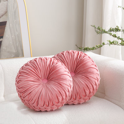 Coussin décoratif en velours rond 15 po (ensemble de 2)