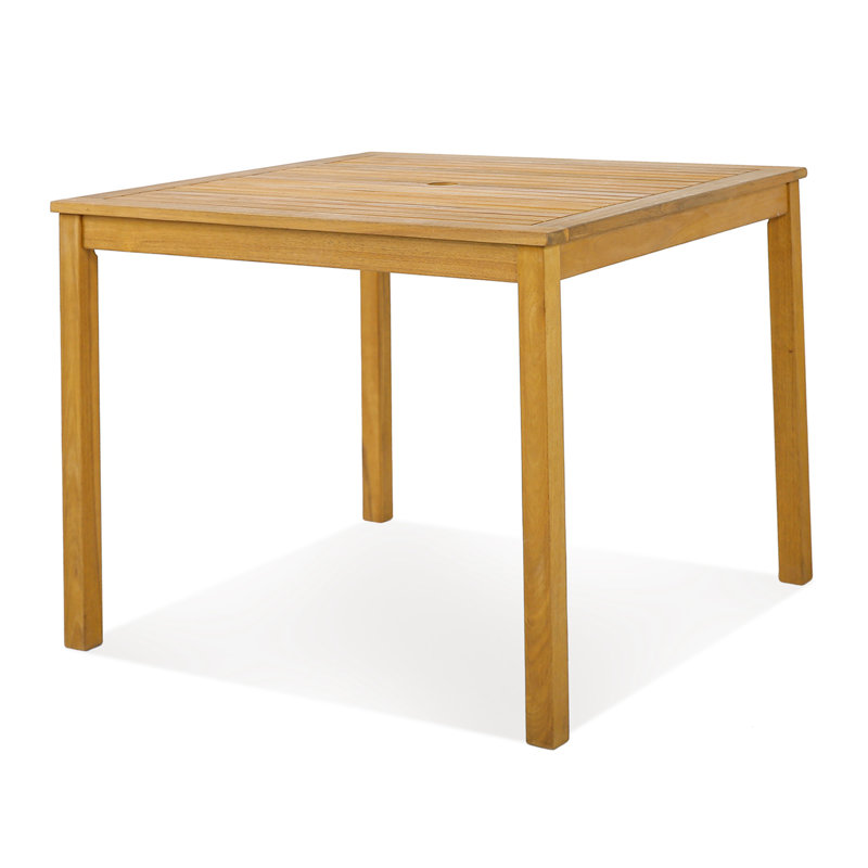 Farnsleigh Square Acacia Outdoor Dining Table With Umbrella Hole , 36'' in. W 36'' in. D