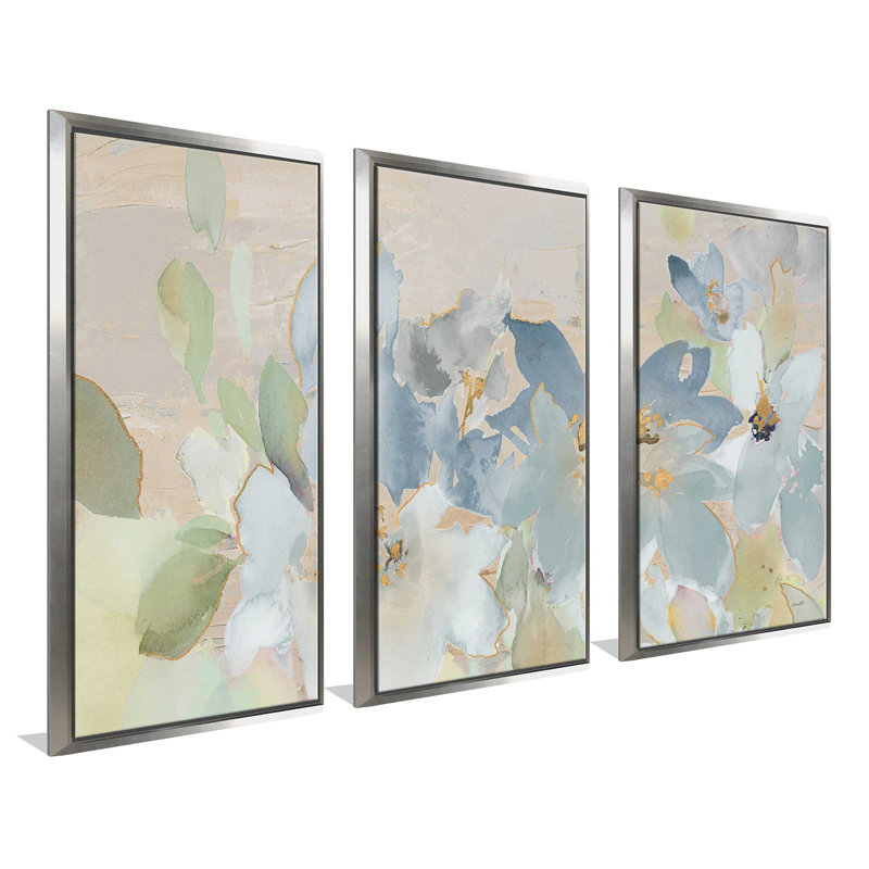 " Muted Spring Giverny " 3 - Pieces Painting Print, 64.5" W x 41.5" H