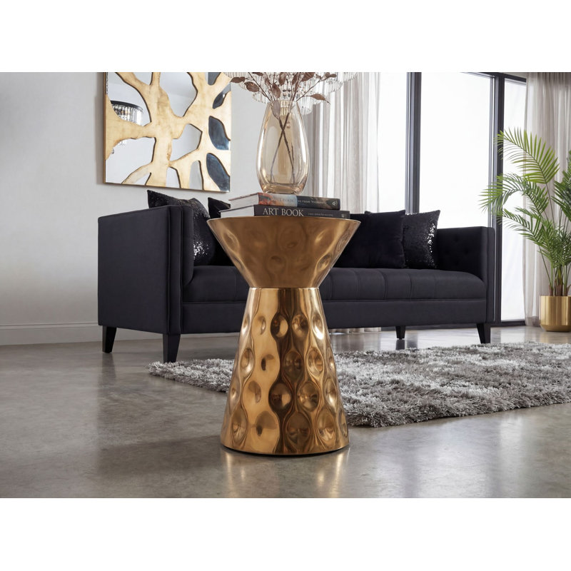 Silver Aluminium Lounge Side Table, Gold