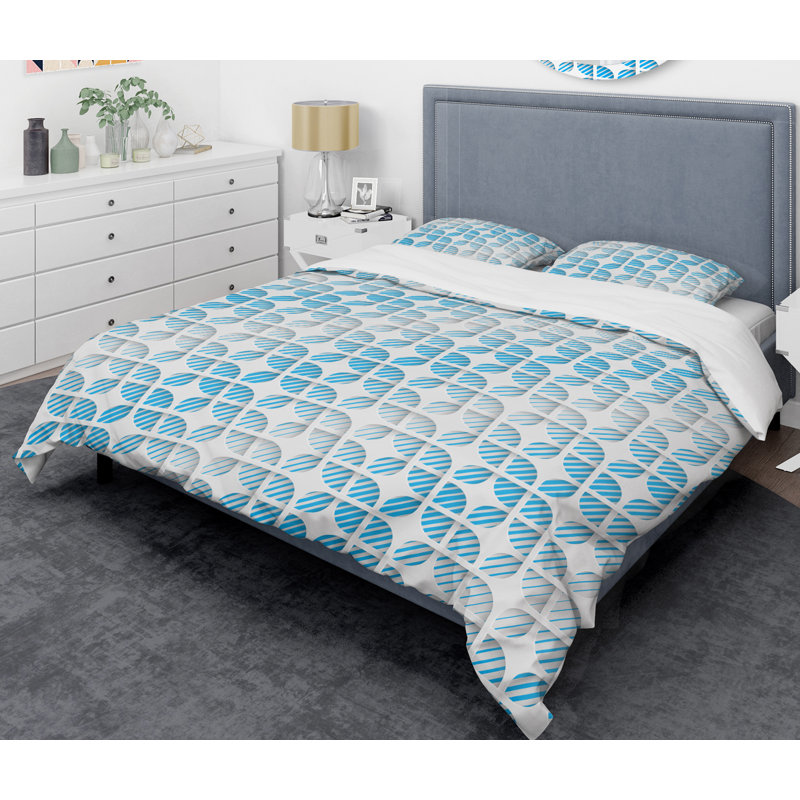 Ensemble de housse de couette mid-century 3d pattern ii, Housse de couette très grand + 2 taies décoratives