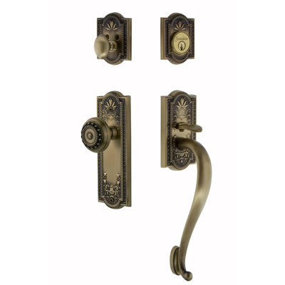 Parthenon Handleset with Single Cylinder Deadbolt and Door Knob and Rosette