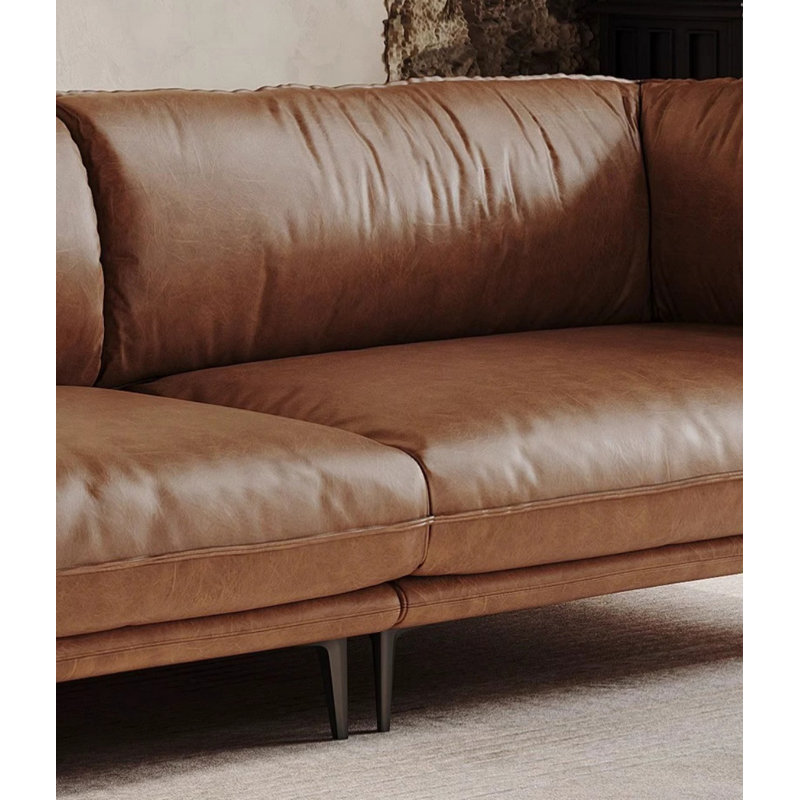 Oil Wax Retro Sofa, 30.71" H x 118.11" W x 40.16" D