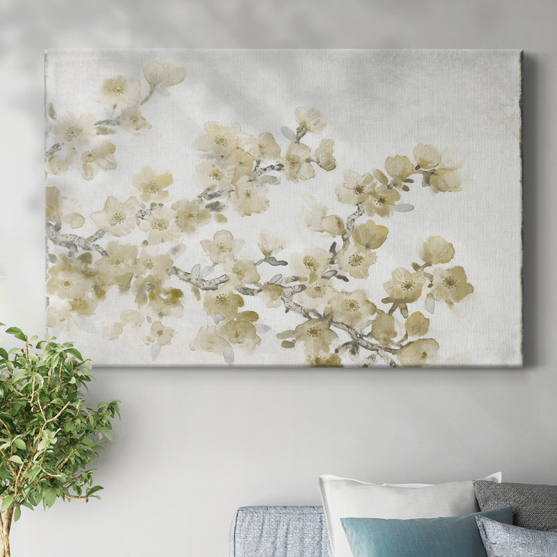 Neutral Cherry Blossom Composition II-Gallery Wrapped Canvas, 8" H x 12" W