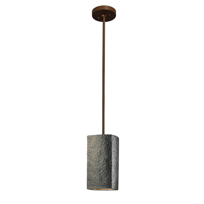 Luminaire suspendu carré 1 lumière Radiance, Bronze foncé, Laiton martelé