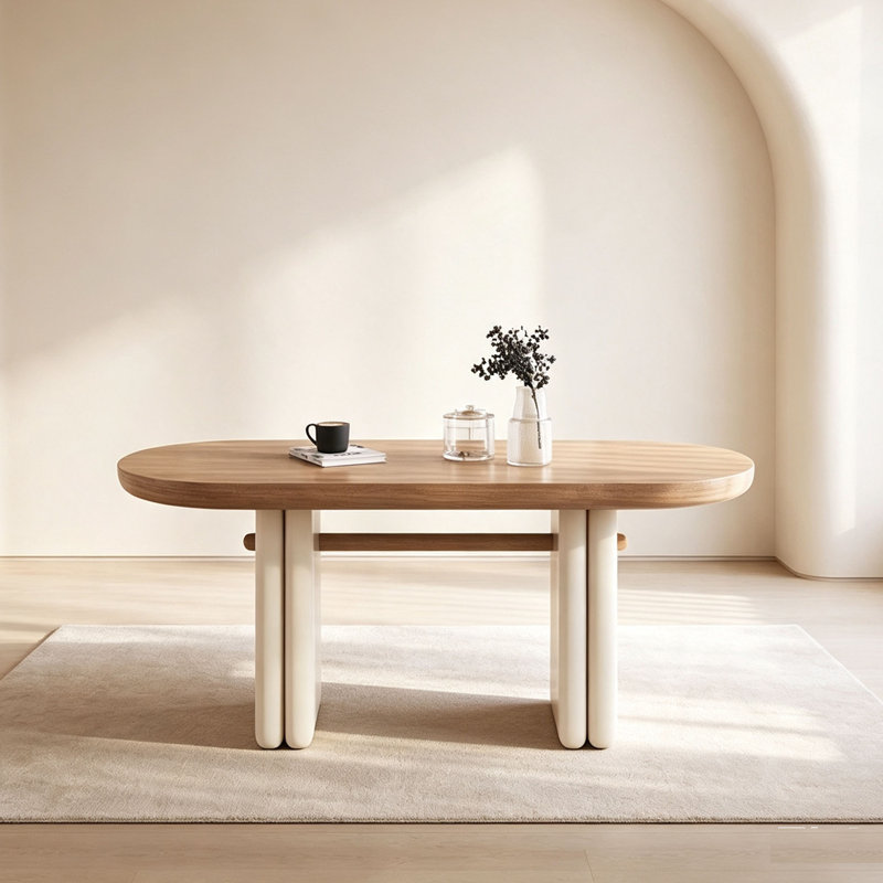 Table ovale en chêne crème French French, H 29,5 po x l 55,1 po x P 31,5 po