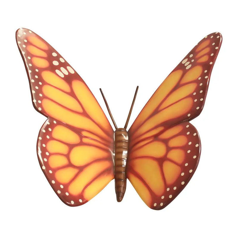 Butterfly Insect Over Sized Statue, Brown/White/Yellow/Orange