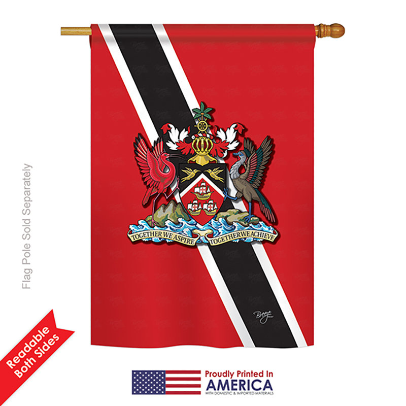 Drapeau de maison / jardin en polyester à 2 côtés Trinité-et-Tobago, H 40 po x l 28 po