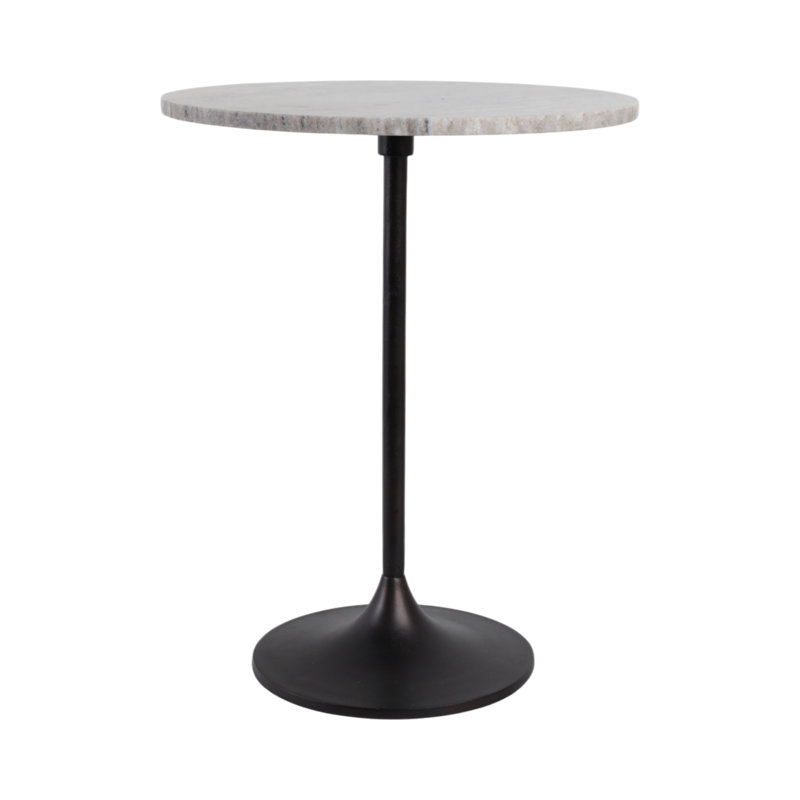 Metal and Marble Accent Table - Round Modern Side Table with Sturdy Metal Base and Sleek Marble Top - Contemporary Decorative End Table for Stylish Interiors.