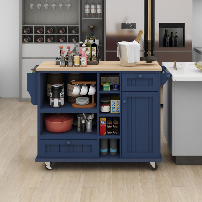 50.8 " W Kitchen Cart, Dark Blue