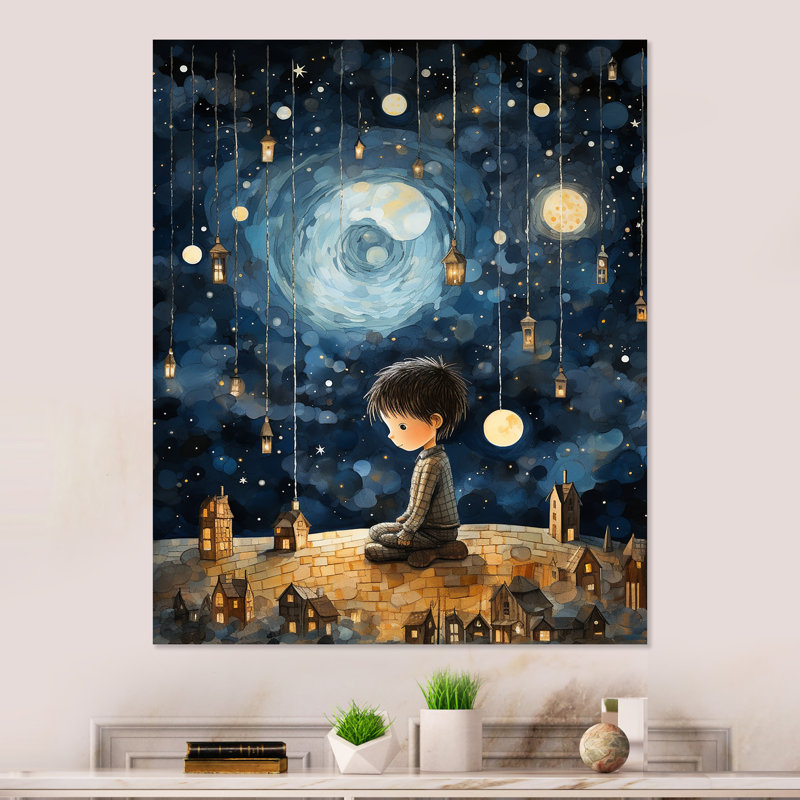 Childs Moonlight Nursery 4 - Art mural en métal pour enfants, H 40 po x l 30 po x P 1,5 po