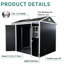 6x8ft Easy-build Resin Shed, User- Design, Carbon Black 8x6ft Garden Ventilation For Dry Interior,