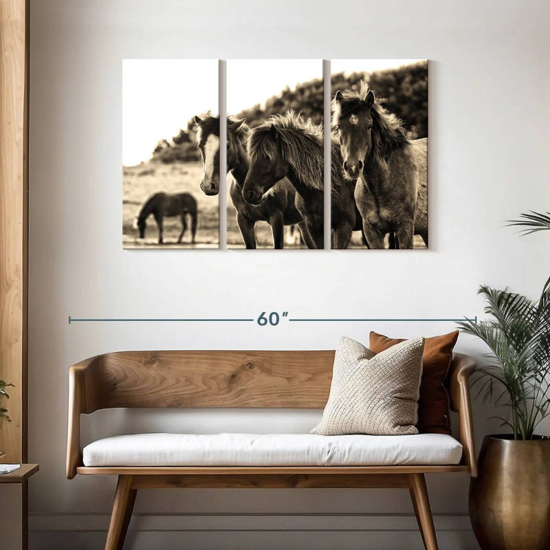 Horses Three Sepia, 28" H x 45" W