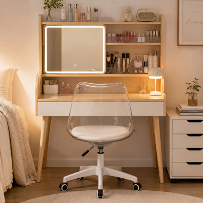 Modern Clear 360° Swivel Task Chair with Height Adjustable