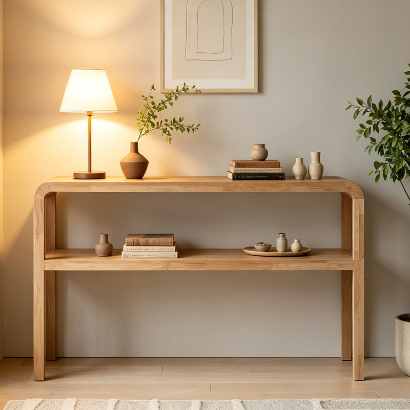 Console Wabi-Sabi, H 29,9 po x l 59,1 po x P 13,8 po, Brun, Brun, Brun