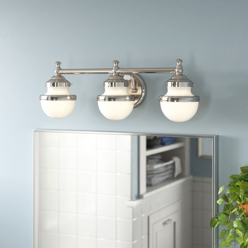 Aseret Dimmable Vanity Light, 3 Lights, 8.25" H x 24" W x 7.25" D, Polished Chrome