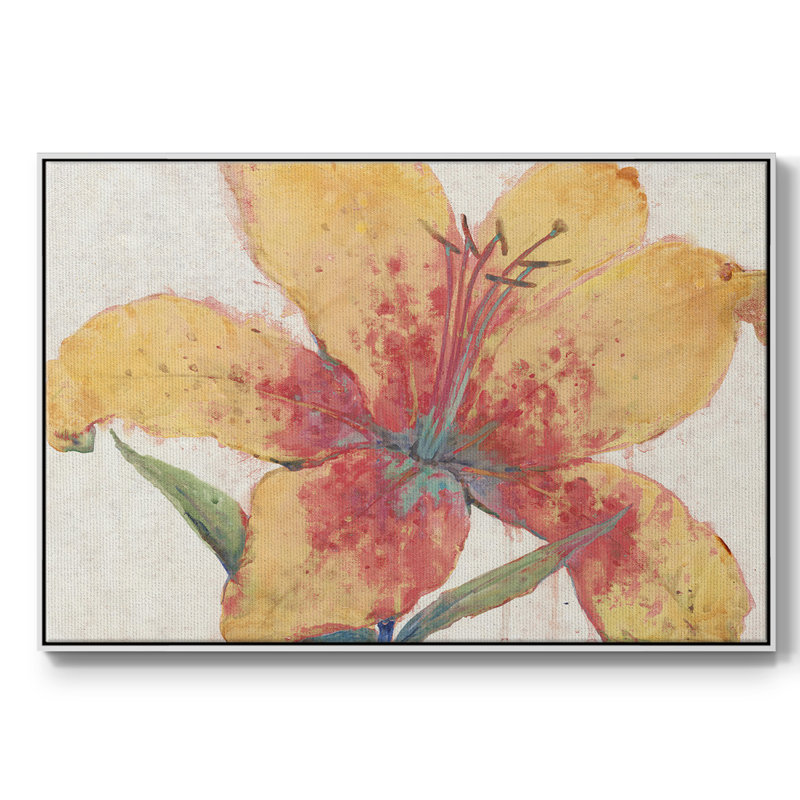 «Blooming Lily», toile tendue avec châssis encadré, H 17 po x l 25 po x P 2 po, Blanc