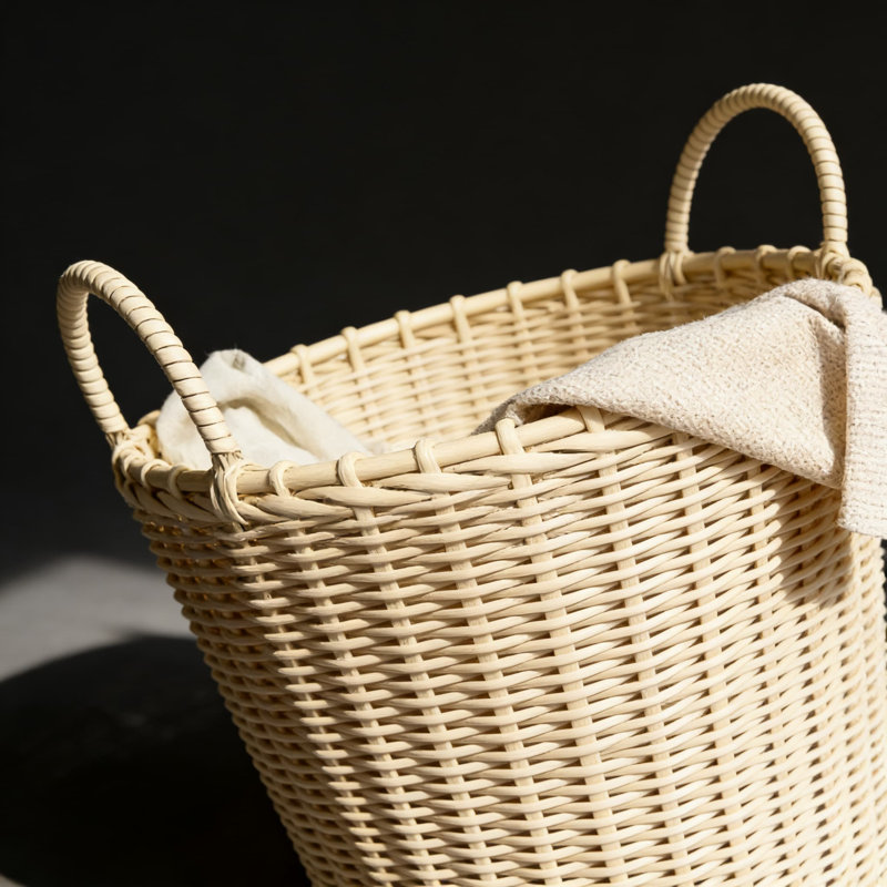 34Cm,2Pcs,Handwoven Large Capacity Laundry Hamper With Wide Opening For Easy Access, Durable And Washable For Bedroom, Bathroom, And Living Room Storage
