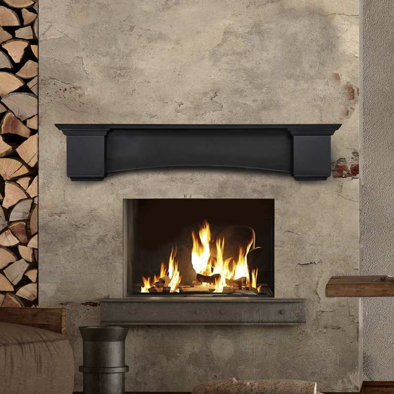 Lisbon Fireplace Mantel, Satin Black, 48"