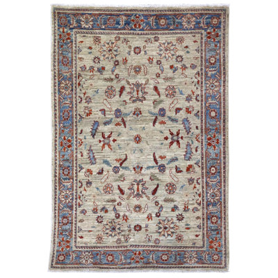 One-of-a-Kind 4'1" x 5'11" New Age Area Rug in Blue/Ivory/Red