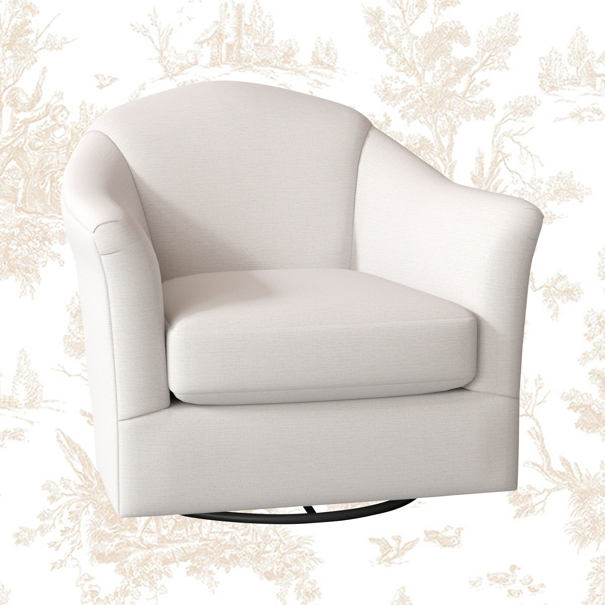 Keilani 36.5 Wide Swivel Barrel Chair Kelly Clarkson Home Body Fabric: Mineral Blue Floral Performance