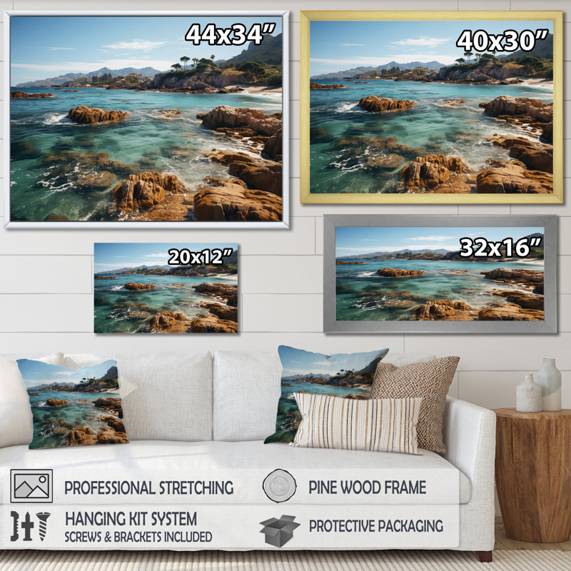 Blasdell, Espagne, côte d'azur, plage rocheuse I sur toile, H 24 po x l 32 po x P 1 po, Toile tendue