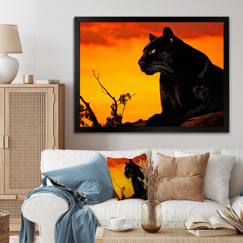 «Black Panther Silent Shadows Silhouette» sur toile, Cadre simple noir, H 12 po x l 20 po x P 1 po