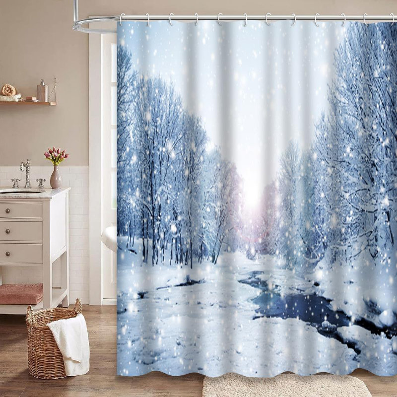 Rideau de douche Winter Sunset, L 72 po x l 84 po