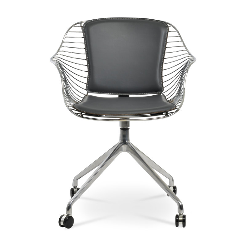 Fauteuil pivotant avec roulettes Zebra Spider, gris, Laiton