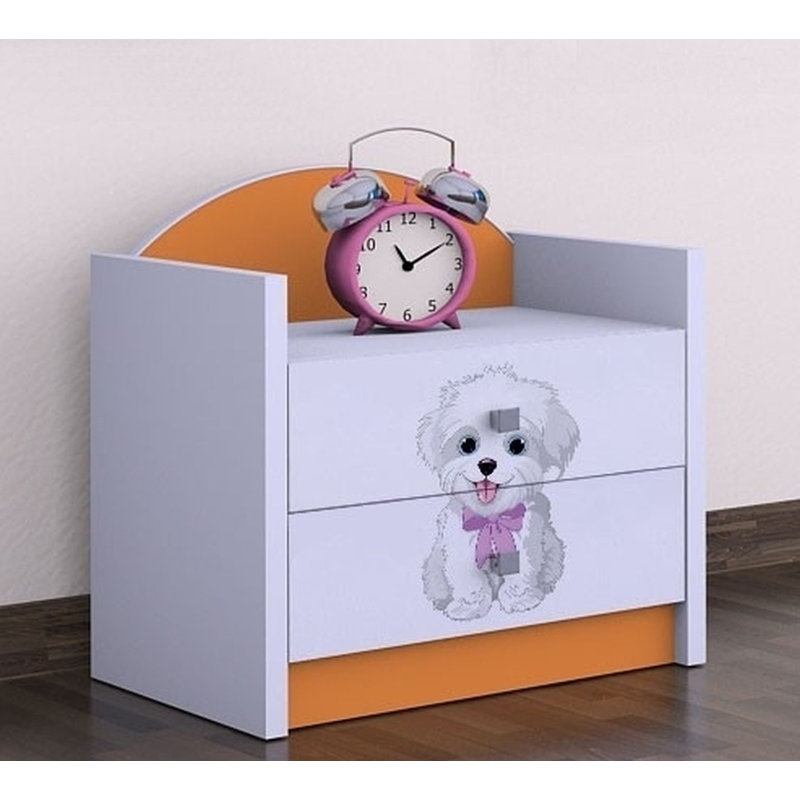 Jaiden 2 Drawer Nightstand, Orange