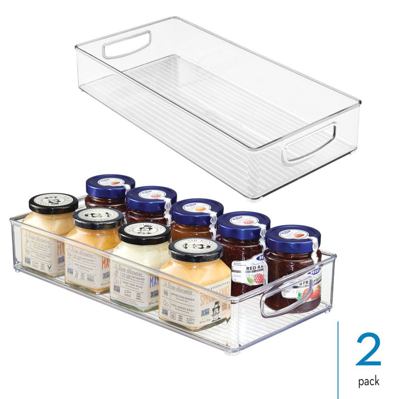 iDesign Stackable Pantry Storage Bins with Handles - Set of 2 - Clear