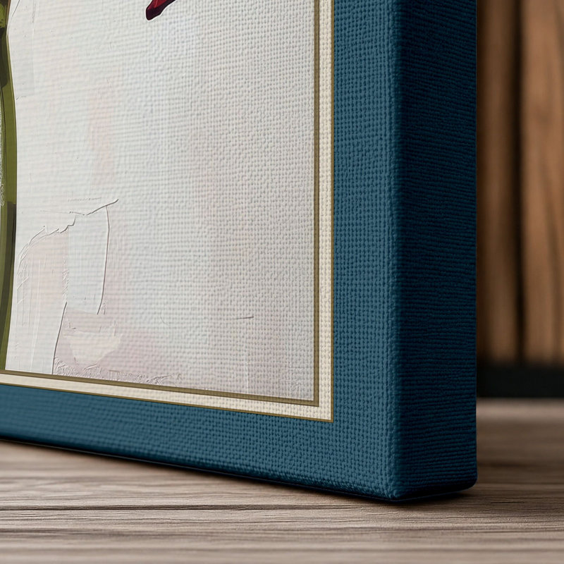 Iris in Rose Botanical - Wrapped Canvas, 36x24 - 91.4 x 61.0 cm, Teal Border
